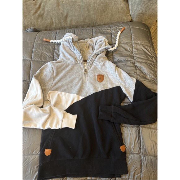 Wanakome Tops - Wanakome Size Medium Black White And Gray Quarter Zip Hoodie Sweatshirt